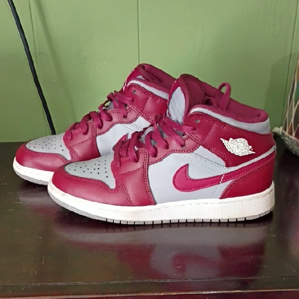 Jordan Red and Gray Sneakers Classic Design